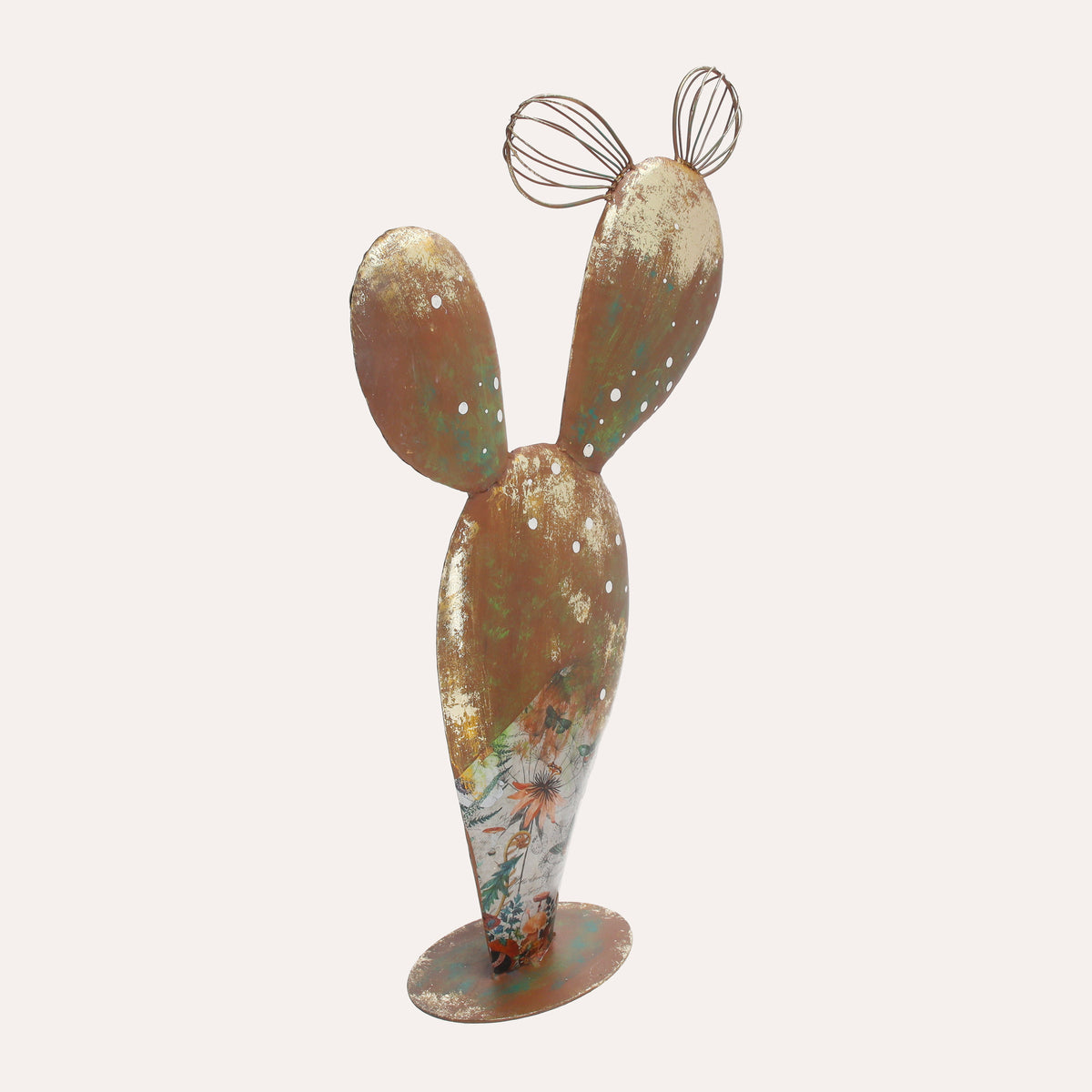 Cactus Medio in Ferro Corten Marrone Ruggine (60x34x12 cm)