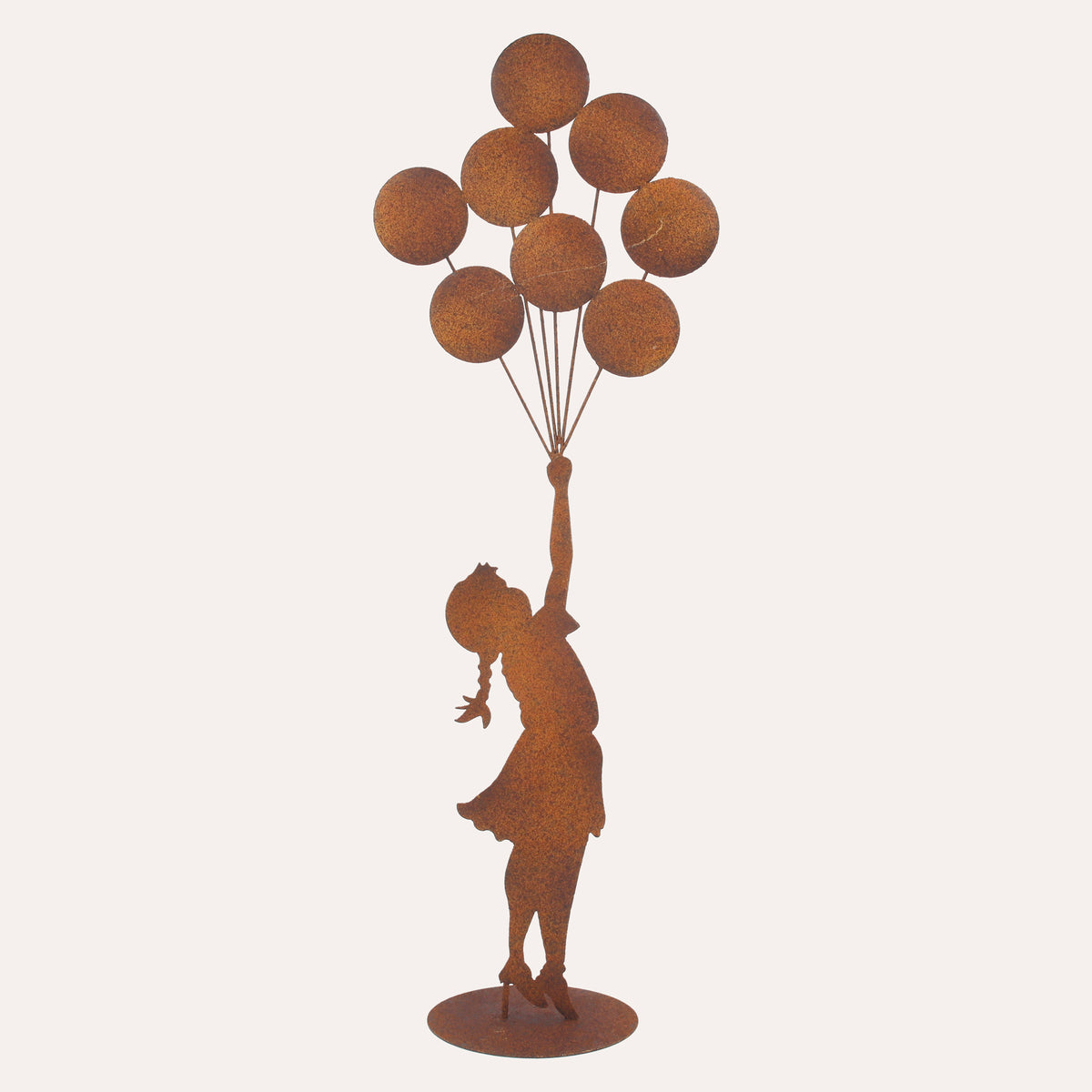 Bimba con Palloncini Grande in Ferro Corten Marrone Ruggine( 120x45x18 cm)