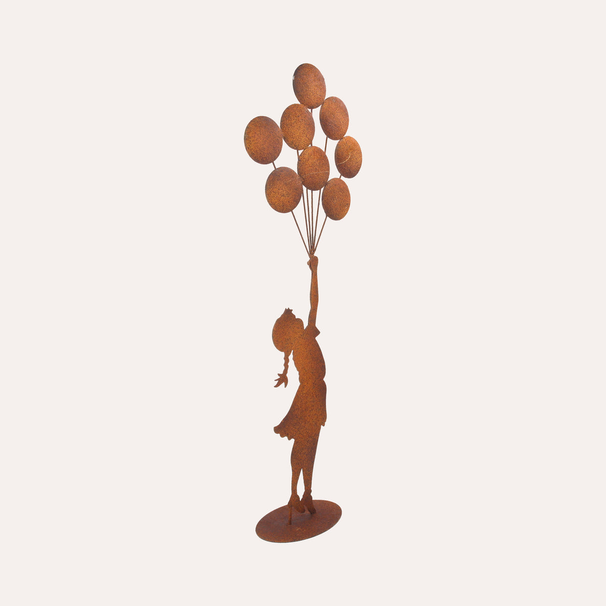Bimba con Palloncini in Ferro Corten Marrone Ruggine ( 80x30x12 cm)
