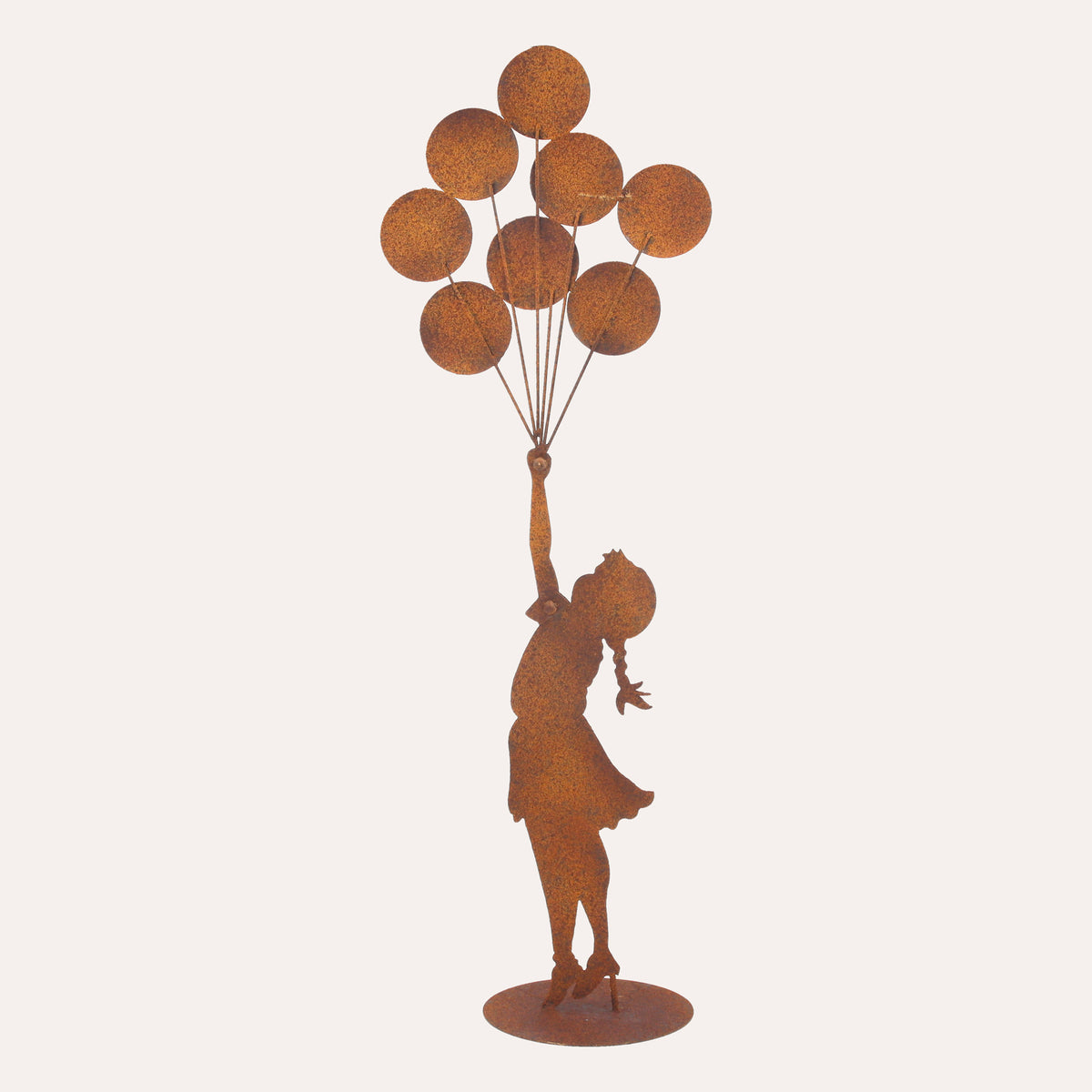 Bimba con Palloncini Grande in Ferro Corten Marrone Ruggine( 120x45x18 cm)