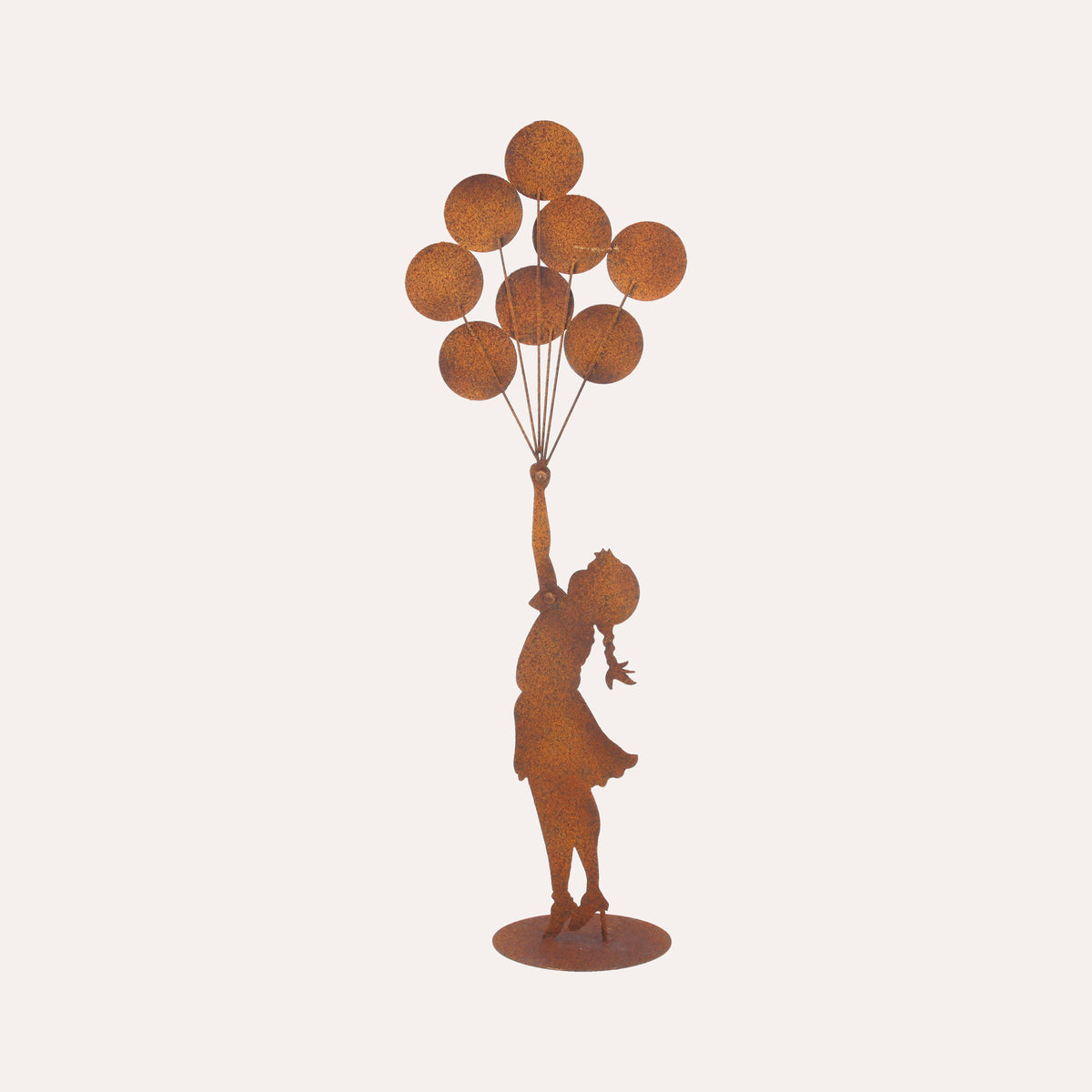 Bimba con Palloncini in Ferro Corten Marrone Ruggine ( 80x30x12 cm)