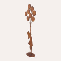 Bimba con Palloncini Grande in Ferro Corten Marrone Ruggine( 120x45x18 cm)