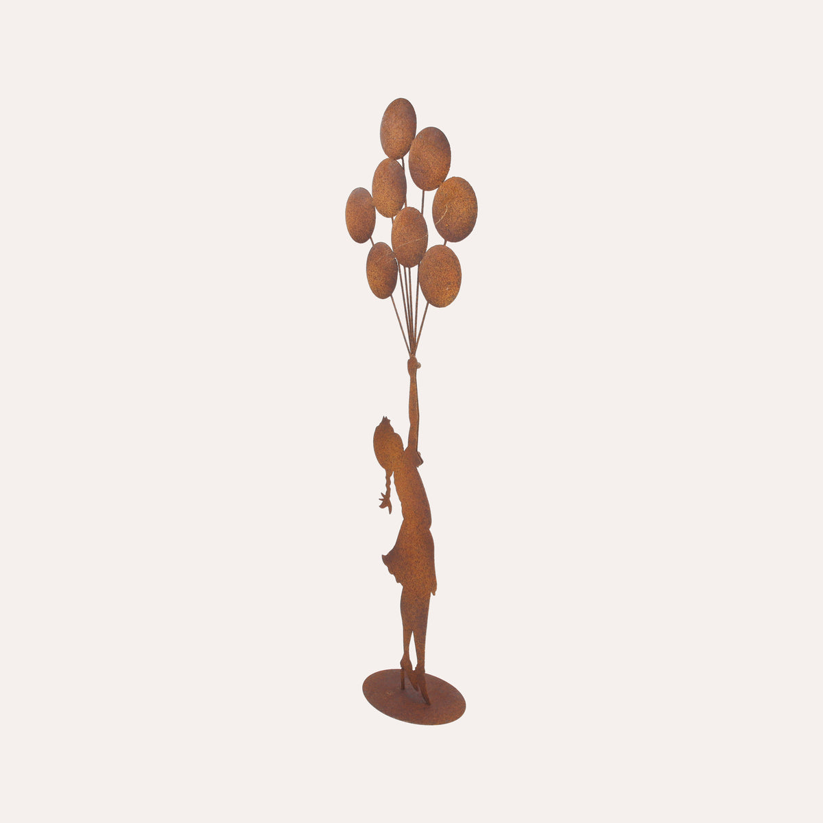Bimba con Palloncini in Ferro Corten Marrone Ruggine ( 80x30x12 cm)