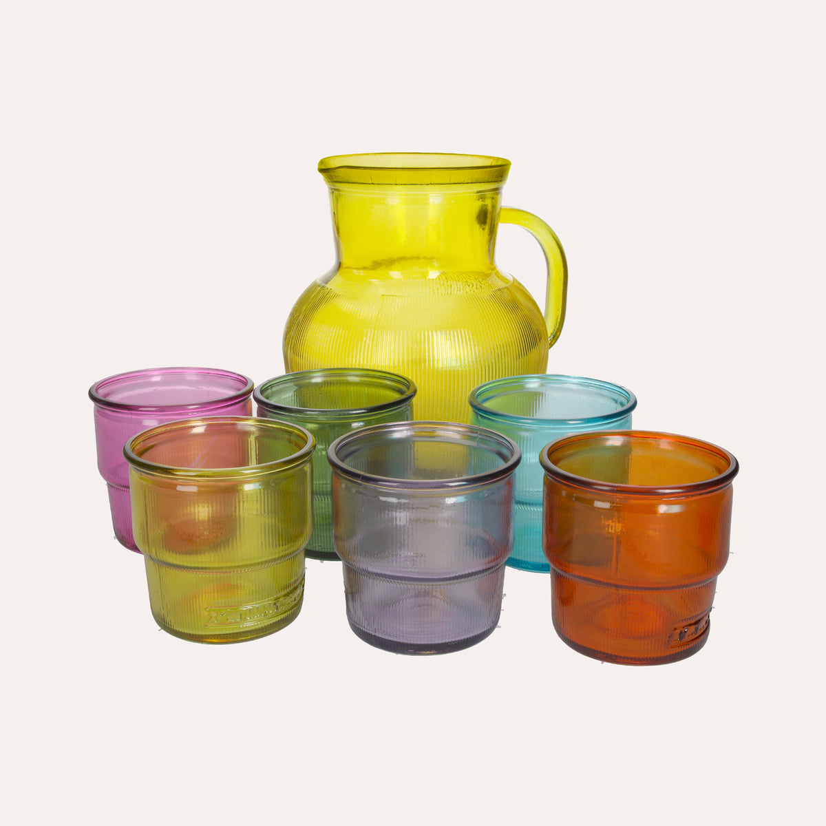 Brocca da Tavola in Vetro riciclato, colore Giallo, altezza cm 20