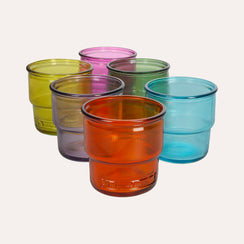 Set of 6 Colored Recycled Glass Tumblers