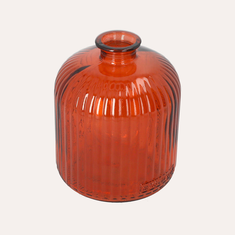 Bottiglia in Vetro Rigato (14x17cm)- Arancio