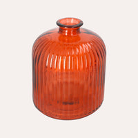 Bottiglia in Vetro Rigato (14x17cm)- Arancio