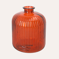 Bottiglia in Vetro Rigato (14x17cm)- Arancio
