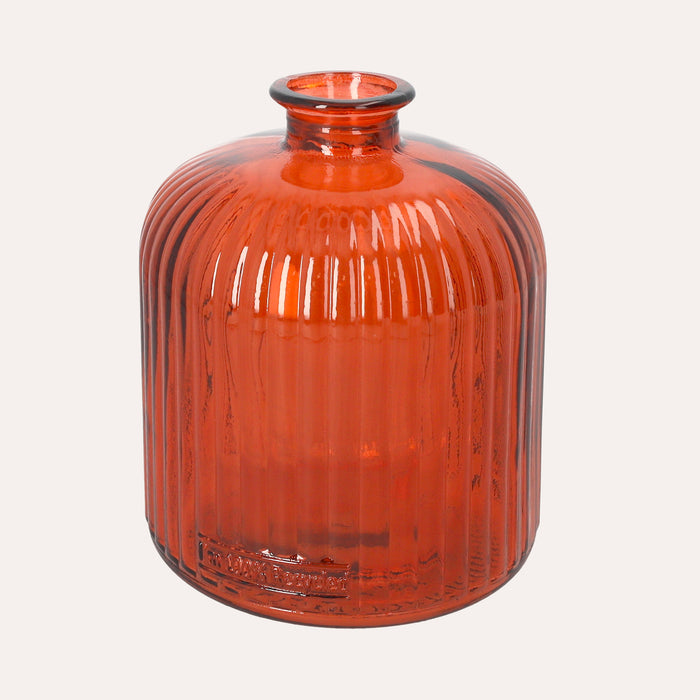 Bottiglia in Vetro Rigato (14x17cm)- Arancio