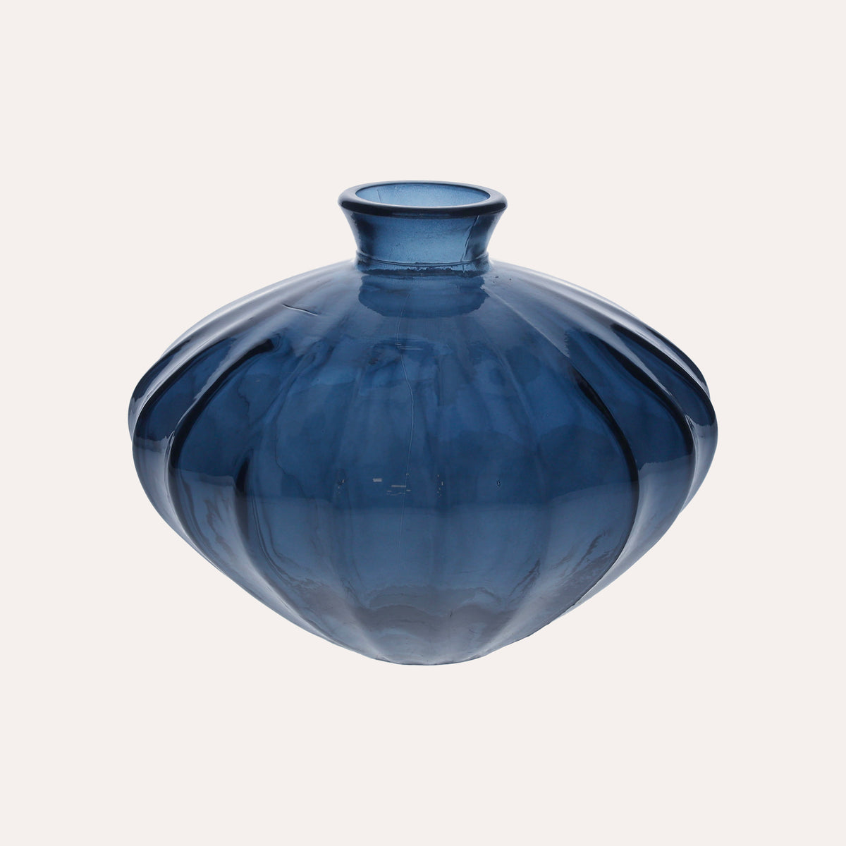 Vaso Ovale in Vetro Riciclato Blu Cobalto