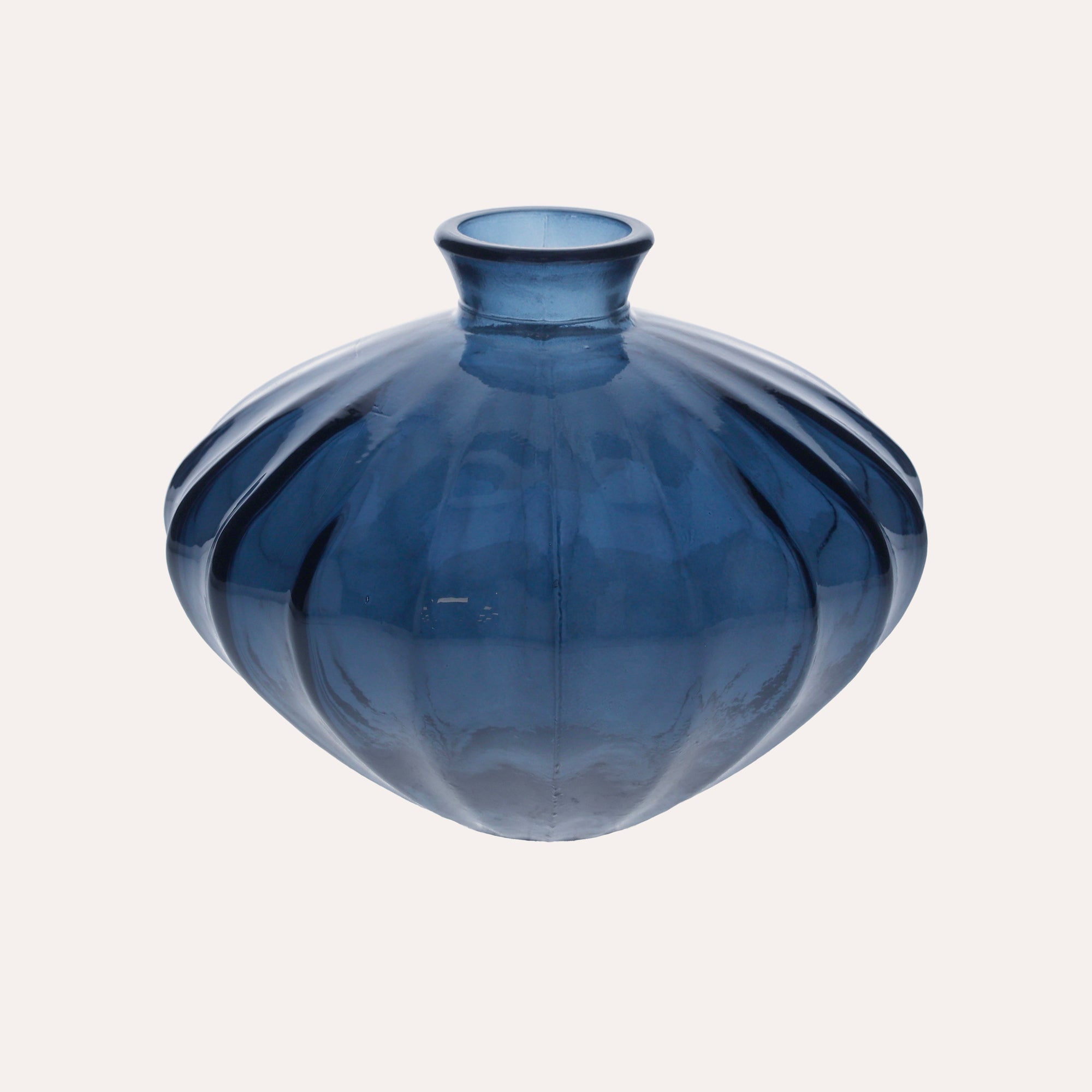 Cobalt Blue Recycled Glass Oval Vase