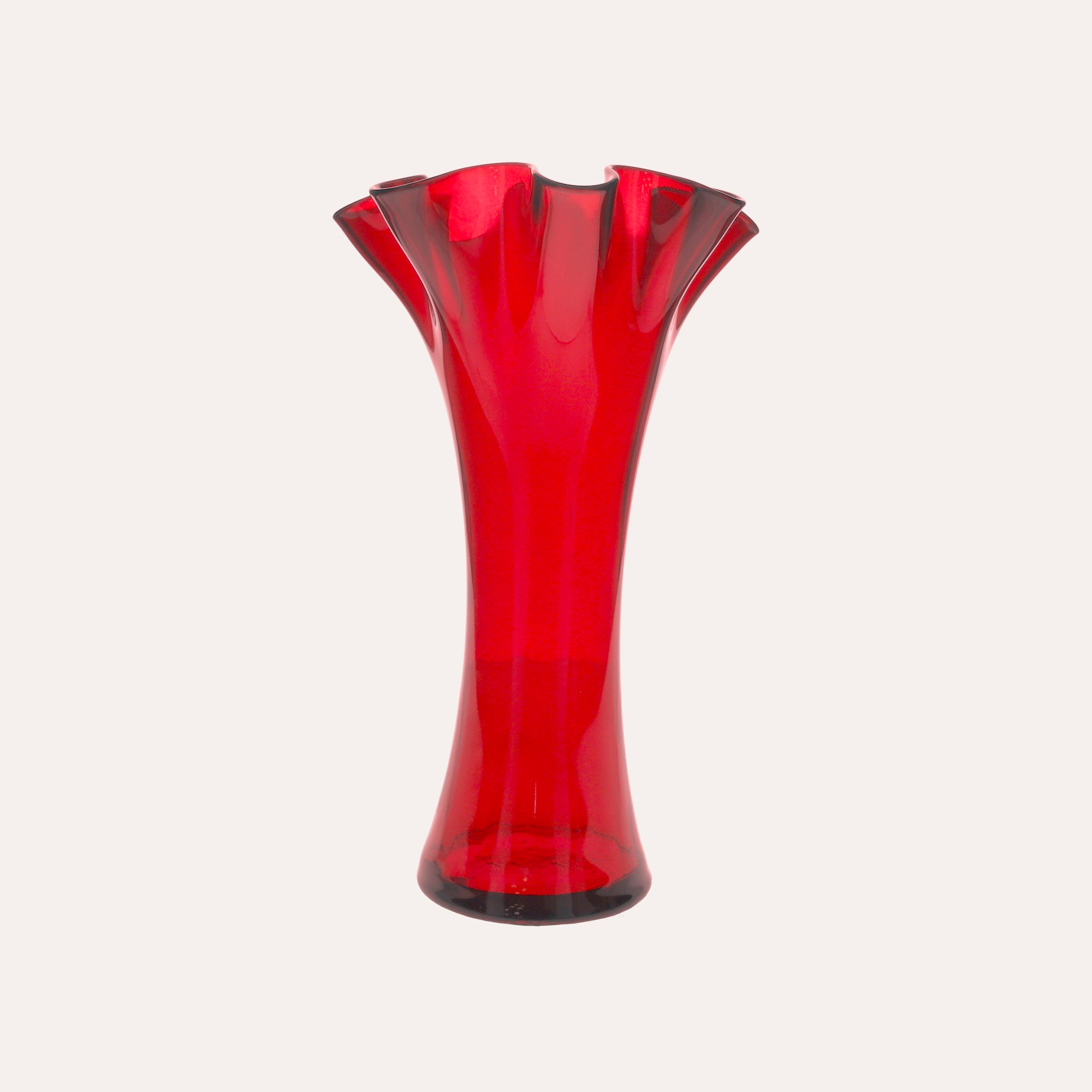 Transparent Red Recycled Glass Handkerchief Vase 