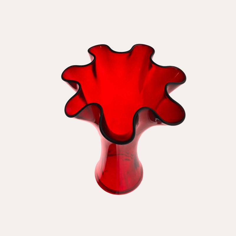 Vaso Fazzoletto in Vetro Riciclato Rosso Trasparente