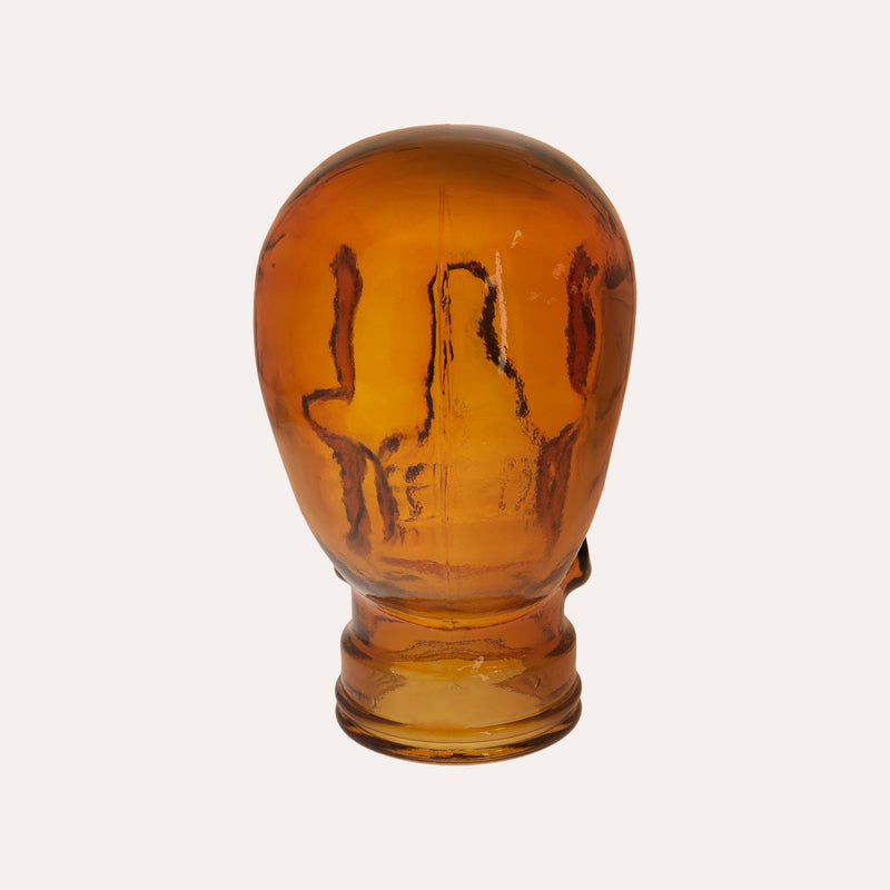 Teschio Decorativo in Vetro Arancio – Scultura per Decorazioni Moderne