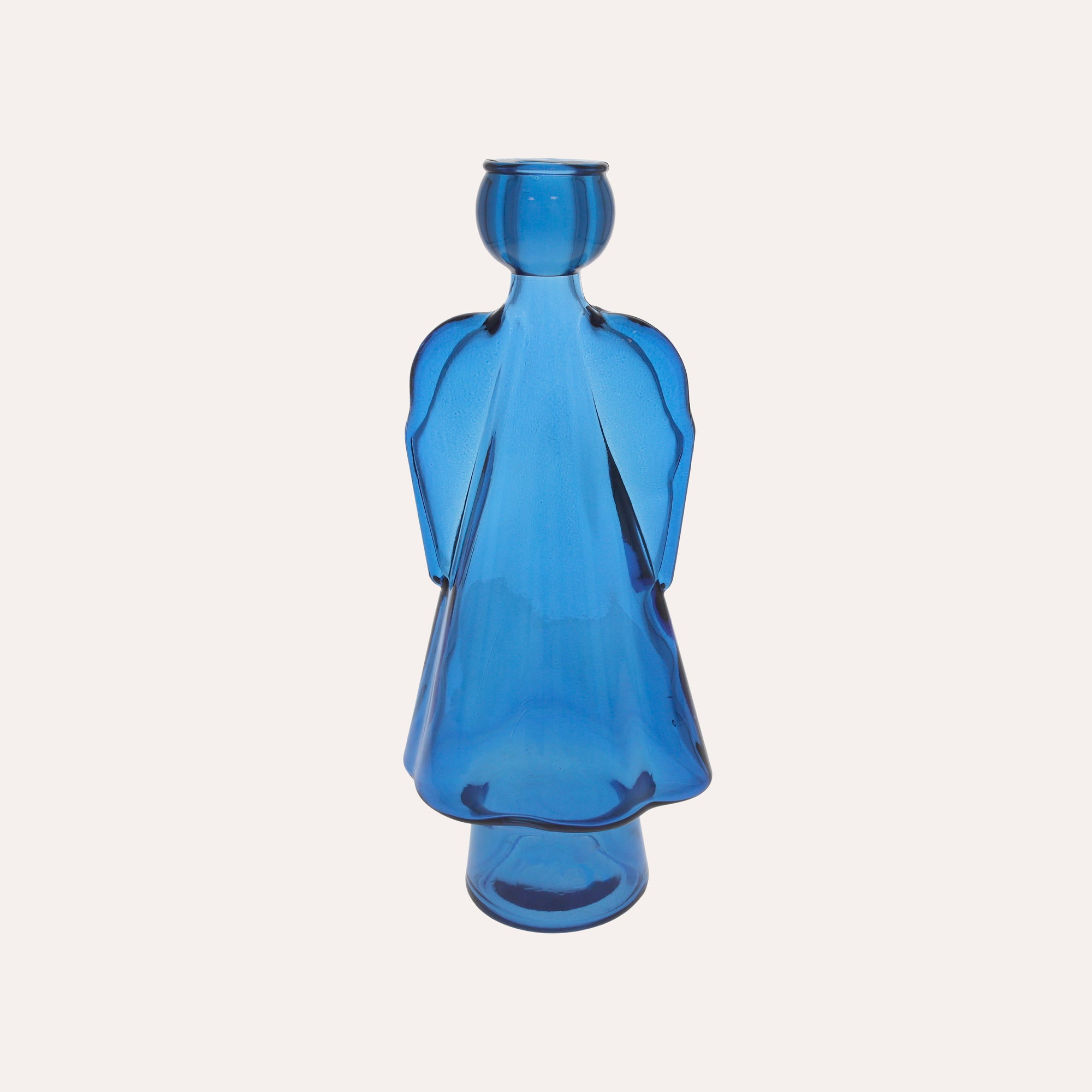 Glass Angel with Blue Candle Holder (10x8x24cm)