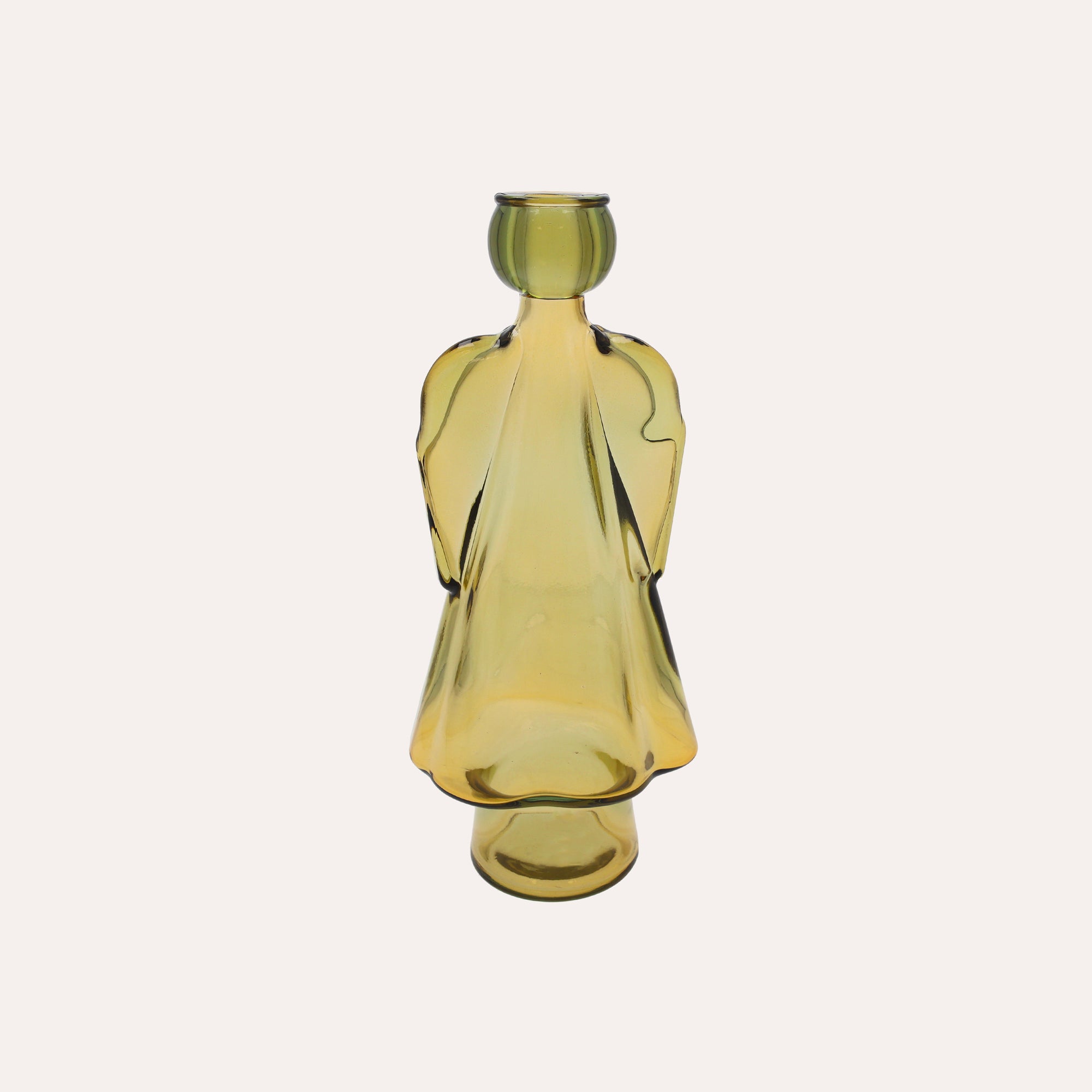 Glass Angel with Yellow Candle Holder (10x8x24cm)