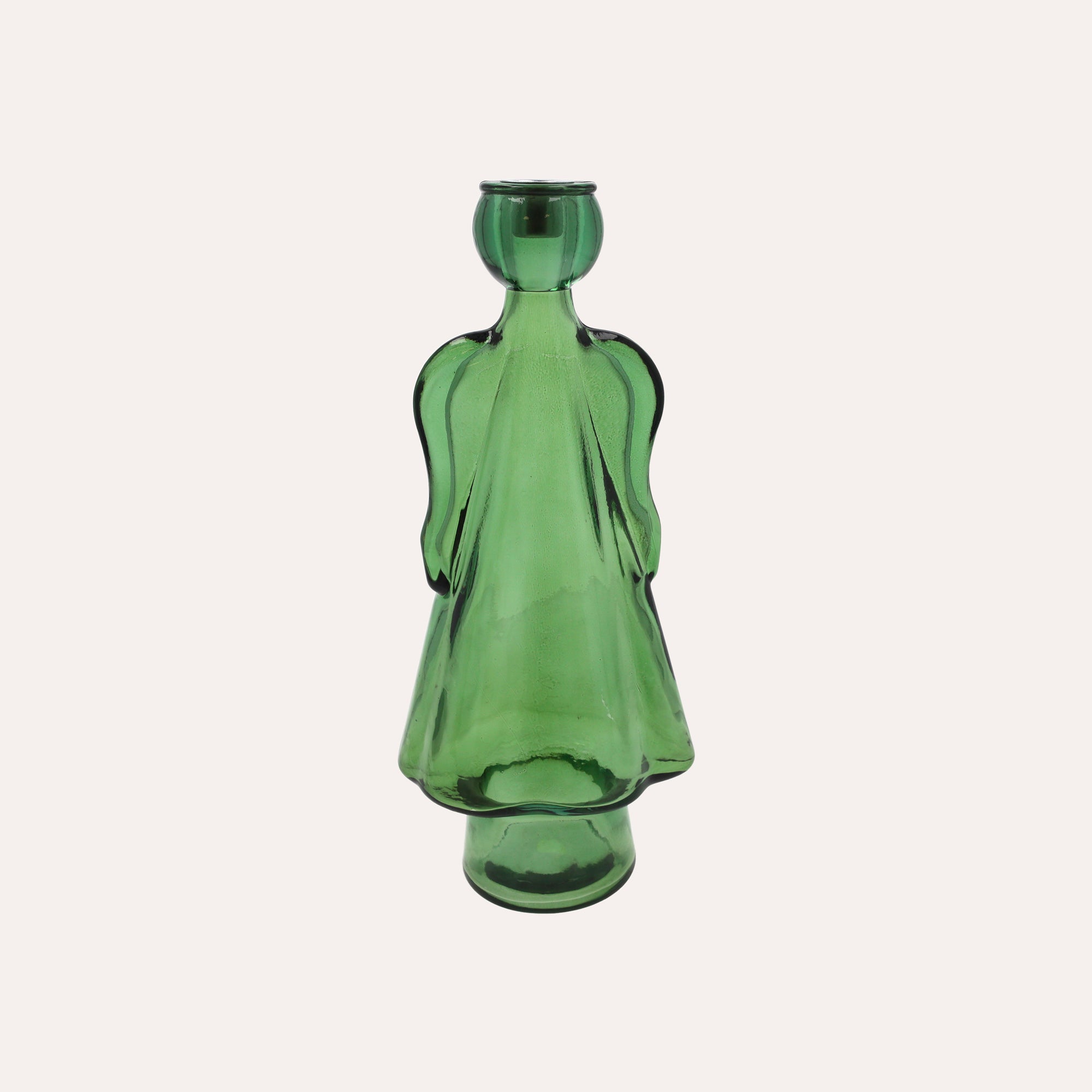 Glass Angel with Green Candle Holder (10x8x24cm)