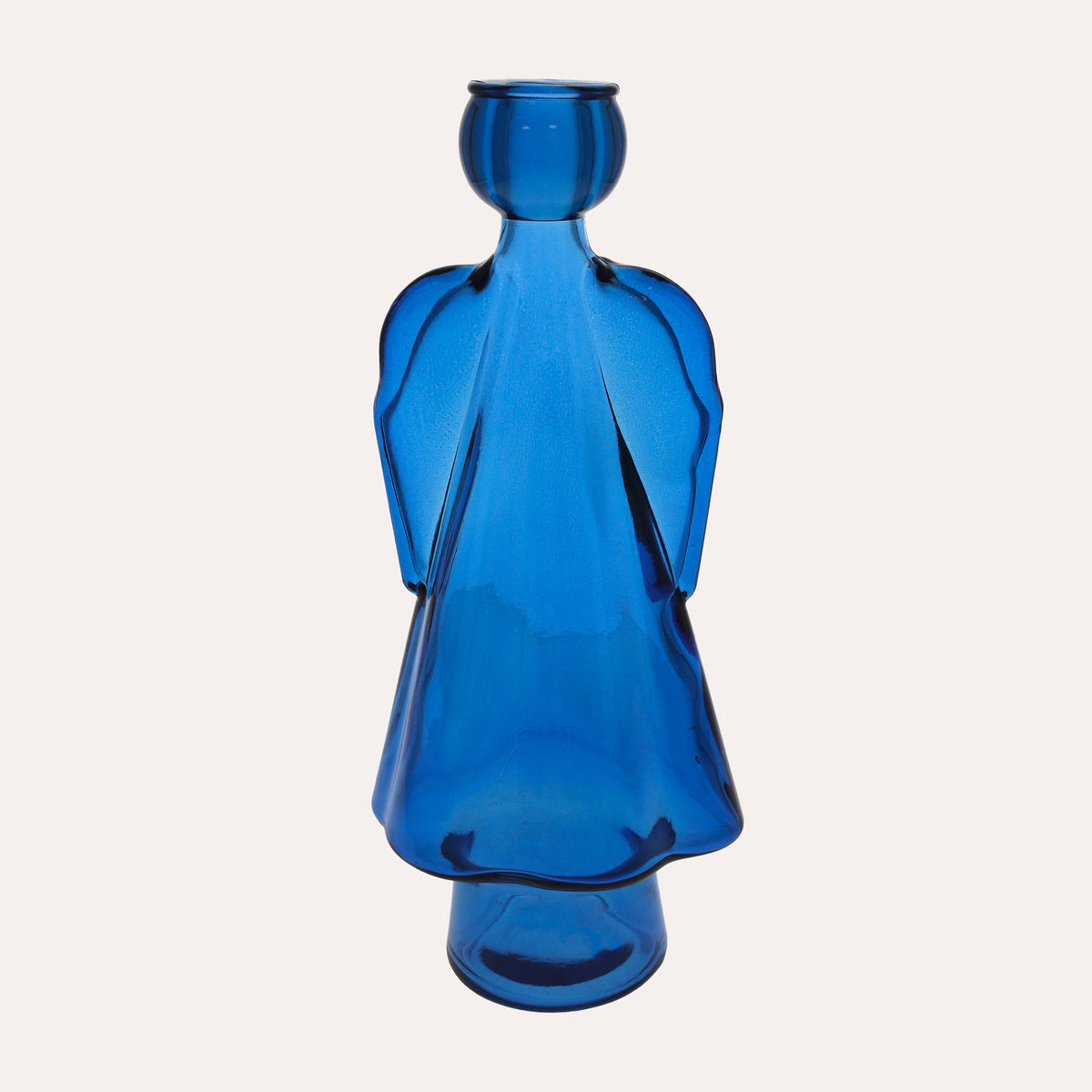 Angelo in Vetro con Porta Candela Blu (10x8x34cm)
