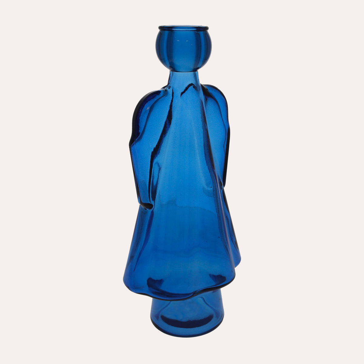 Angelo in Vetro con Porta Candela Blu (10x8x34cm)