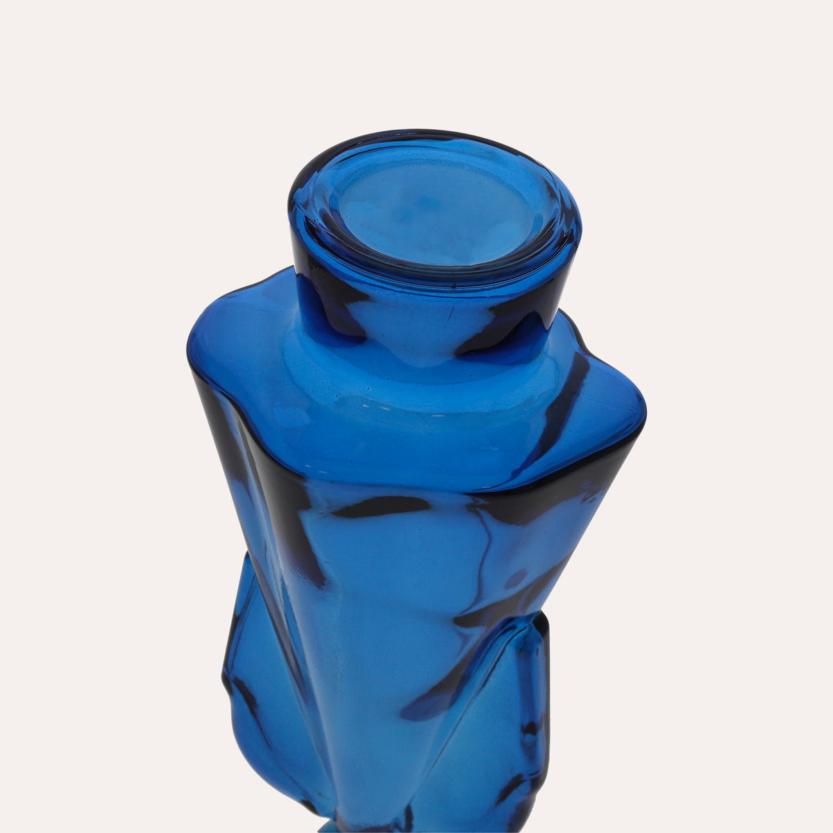 Angelo in Vetro con Porta Candela Blu (10x8x34cm)