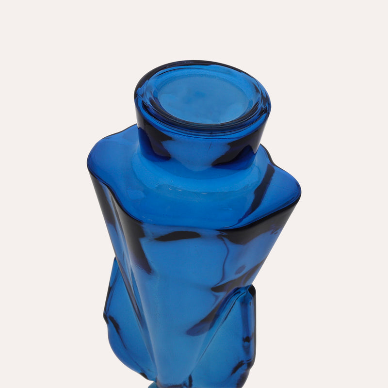 Angelo in Vetro con Porta Candela Blu (10x8x34cm)