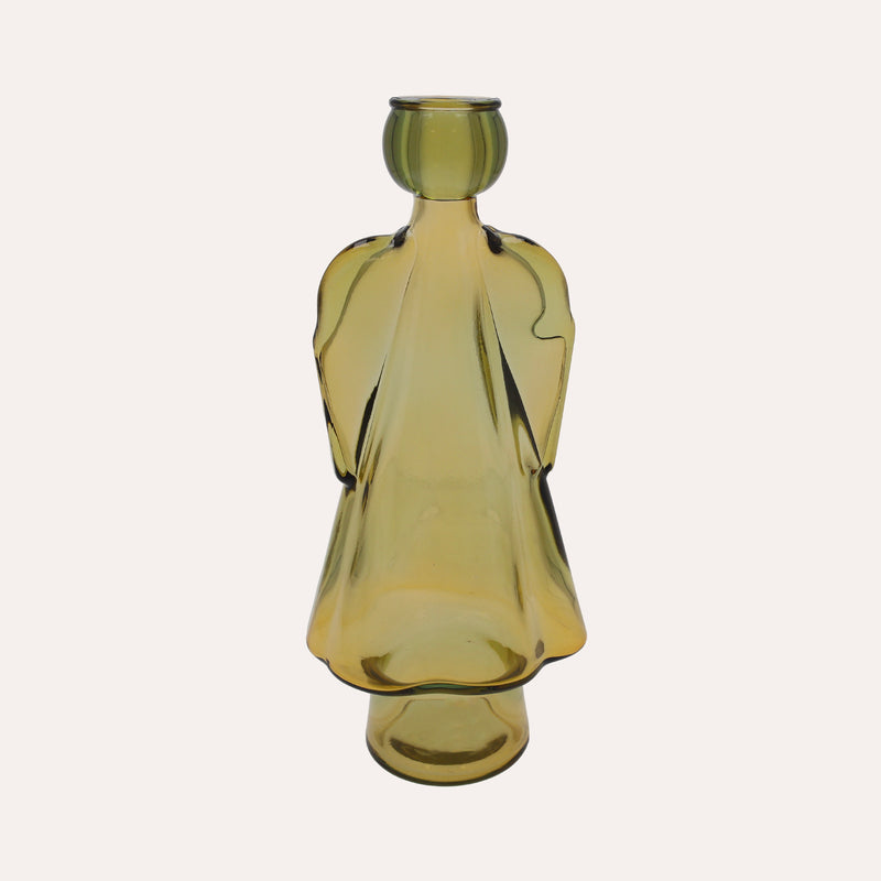 Angelo in Vetro con Porta Candela Giallo (10x8x34cm)