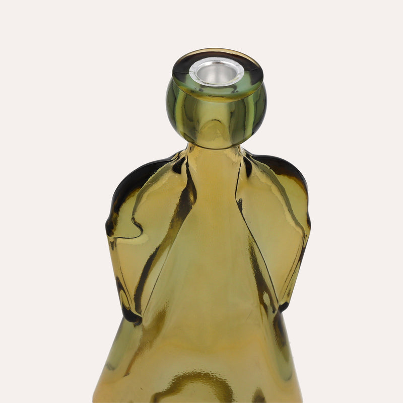 Angelo in Vetro con Porta Candela Giallo (10x8x34cm)