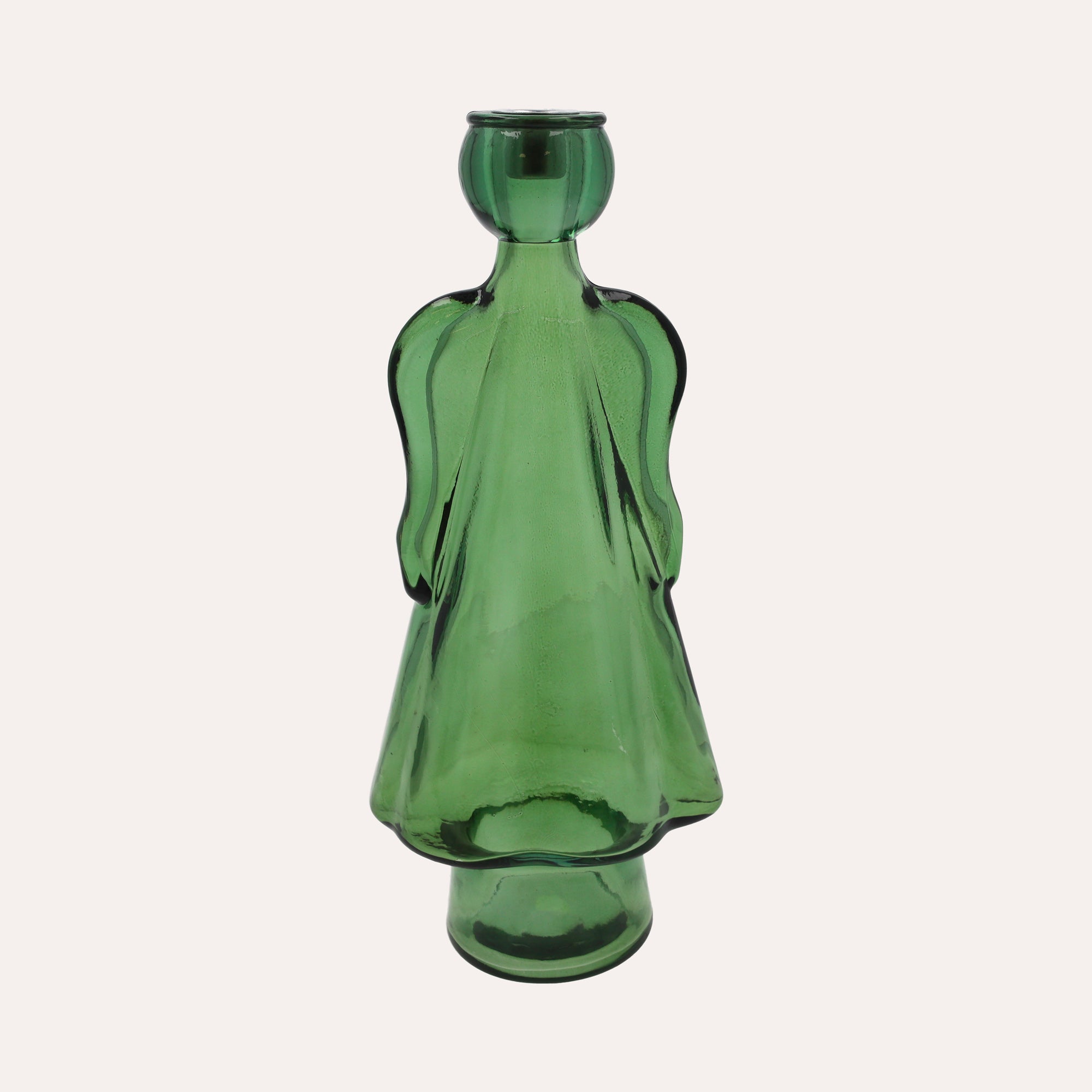 Glass Angel with Green Candle Holder (10x8x34cm)