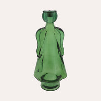 Angelo in Vetro con Porta Candela Verde (10x8x34cm)