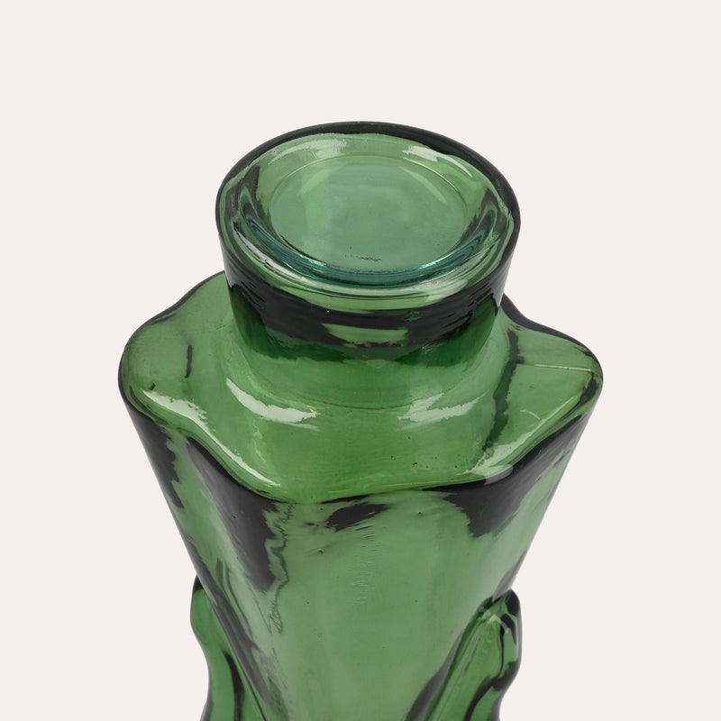 Angelo in Vetro con Porta Candela Verde (10x8x34cm)