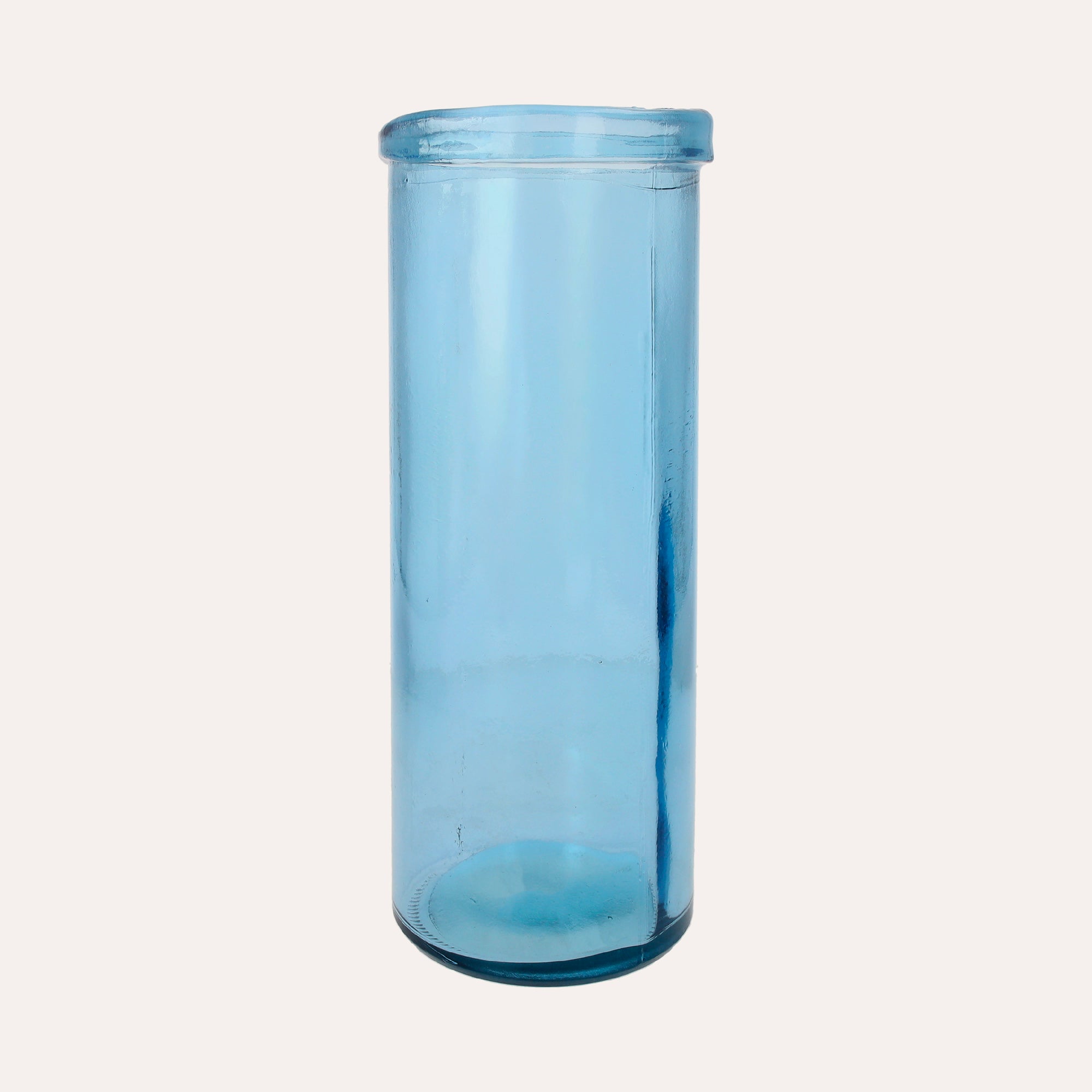 Turquoise Recycled Glass Cylindrical Vase for Flowers