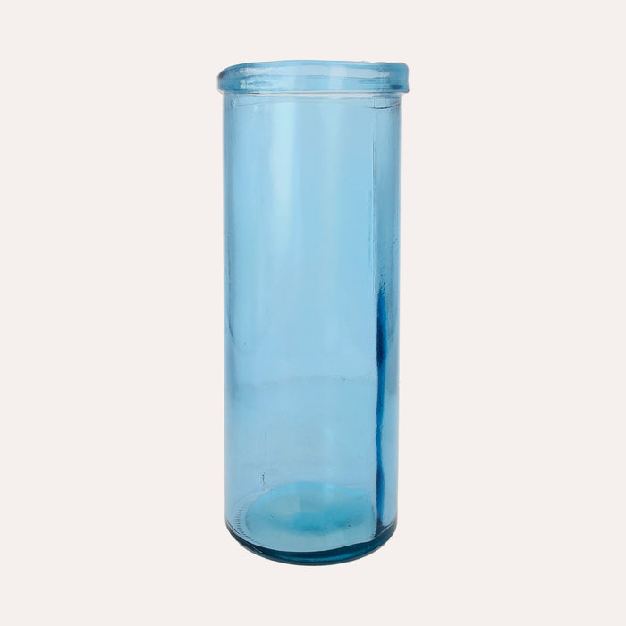 Vaso Cilindrico in Vetro di Riciclo Turchese per Fiori