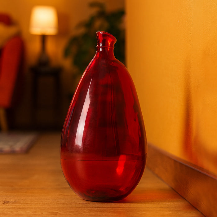 Otre Rosso in Vetro. Contenitore e vaso Decorativo in Vetro per Casa e Arredamento Elegante