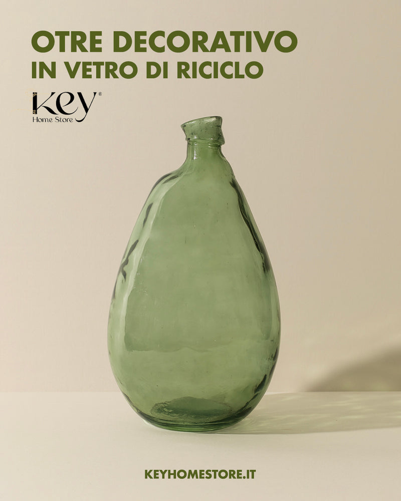 Otre Verde in Vetro. Contenitore e vaso Decorativo in Vetro per Casa e Arredamento Elegante