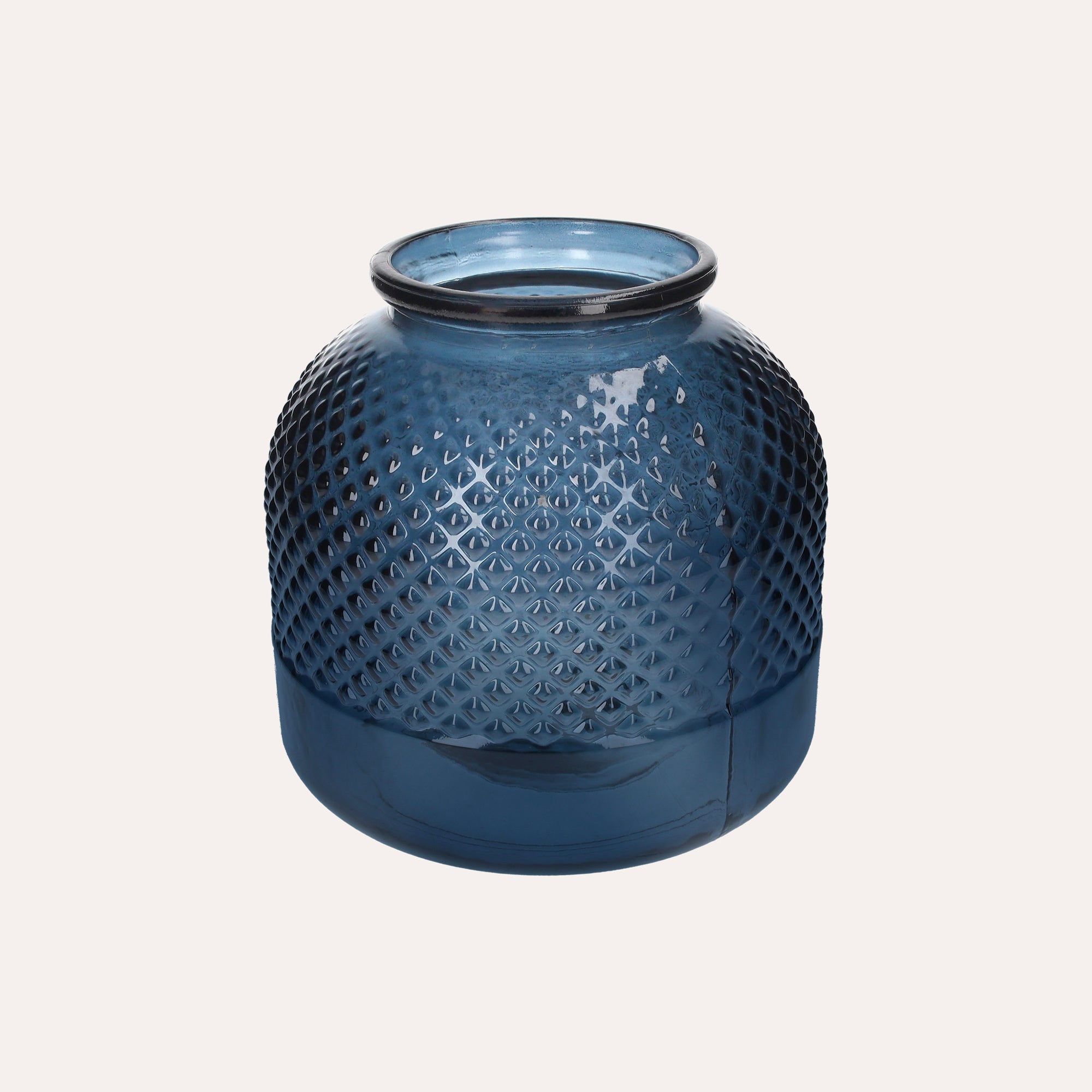 Cobalt Blue Recycled Glass Diamond Decorative Vase