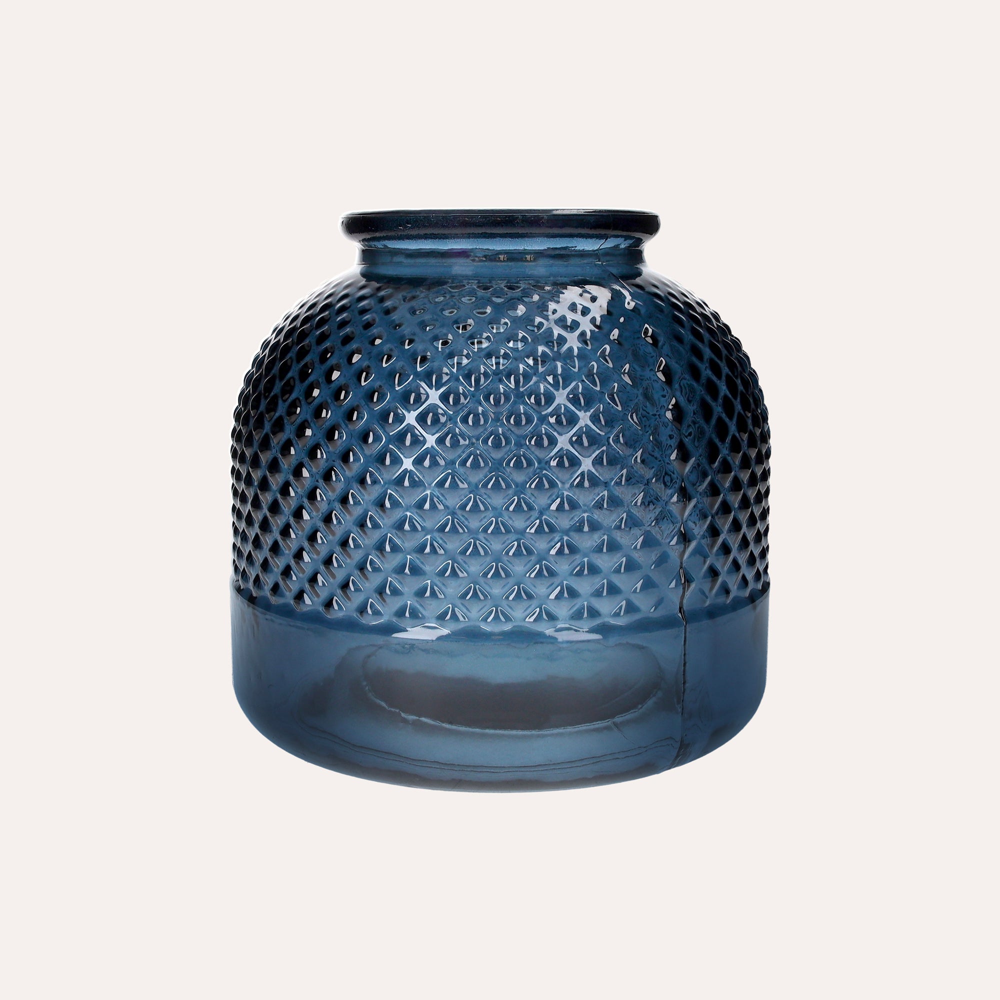 Cobalt Blue Recycled Glass Diamond Decorative Vase