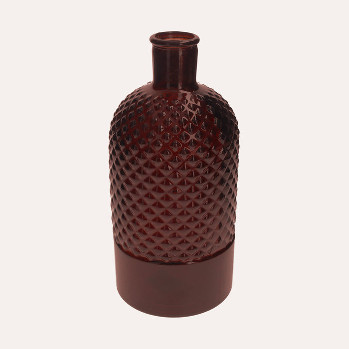 Bottiglia Vaso Decorativa in Vetro Riciclato Ambra Scuro