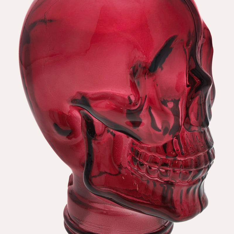 Teschio Decorativo in Vetro Fucsia – Scultura per Decorazioni Moderne