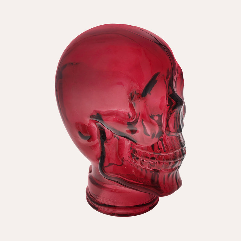 Teschio Decorativo in Vetro Fucsia – Scultura per Decorazioni Moderne