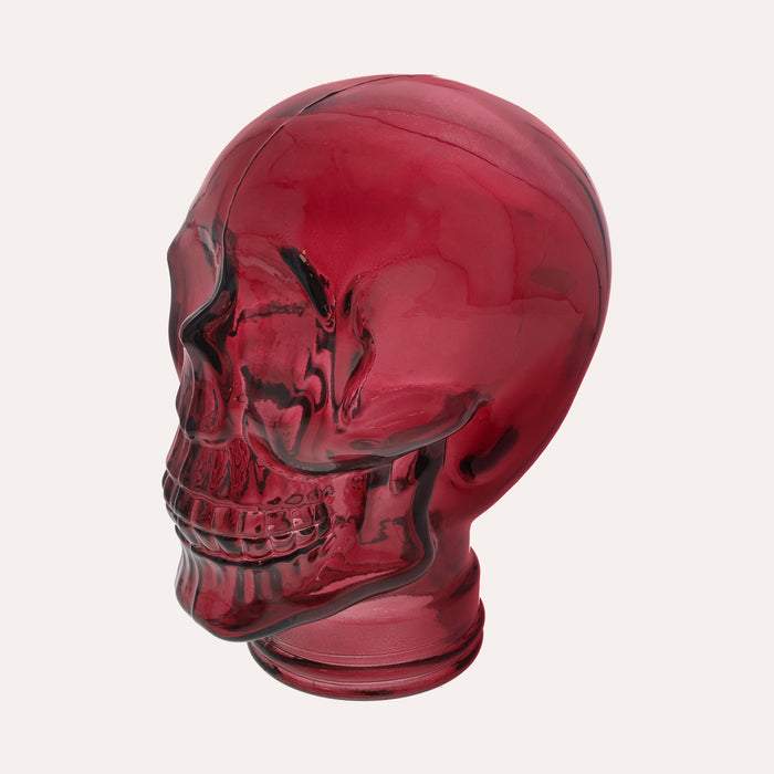 Teschio Decorativo in Vetro Fucsia – Scultura per Decorazioni Moderne