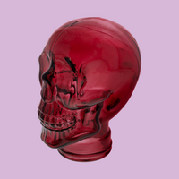 Teschio Decorativo in Vetro Fucsia – Scultura per Decorazioni Moderne