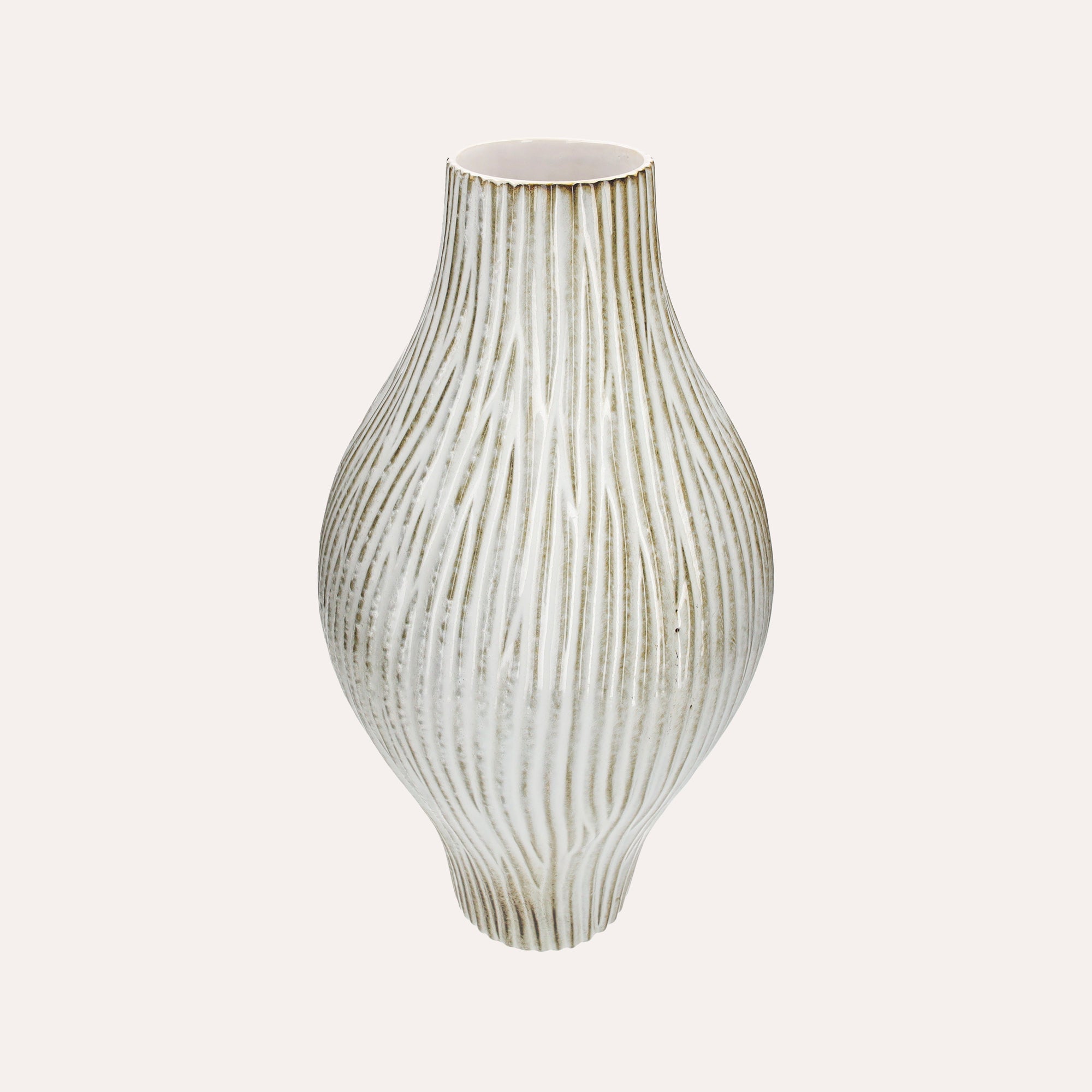 Vaso in Ceramica Avorio e Oliva