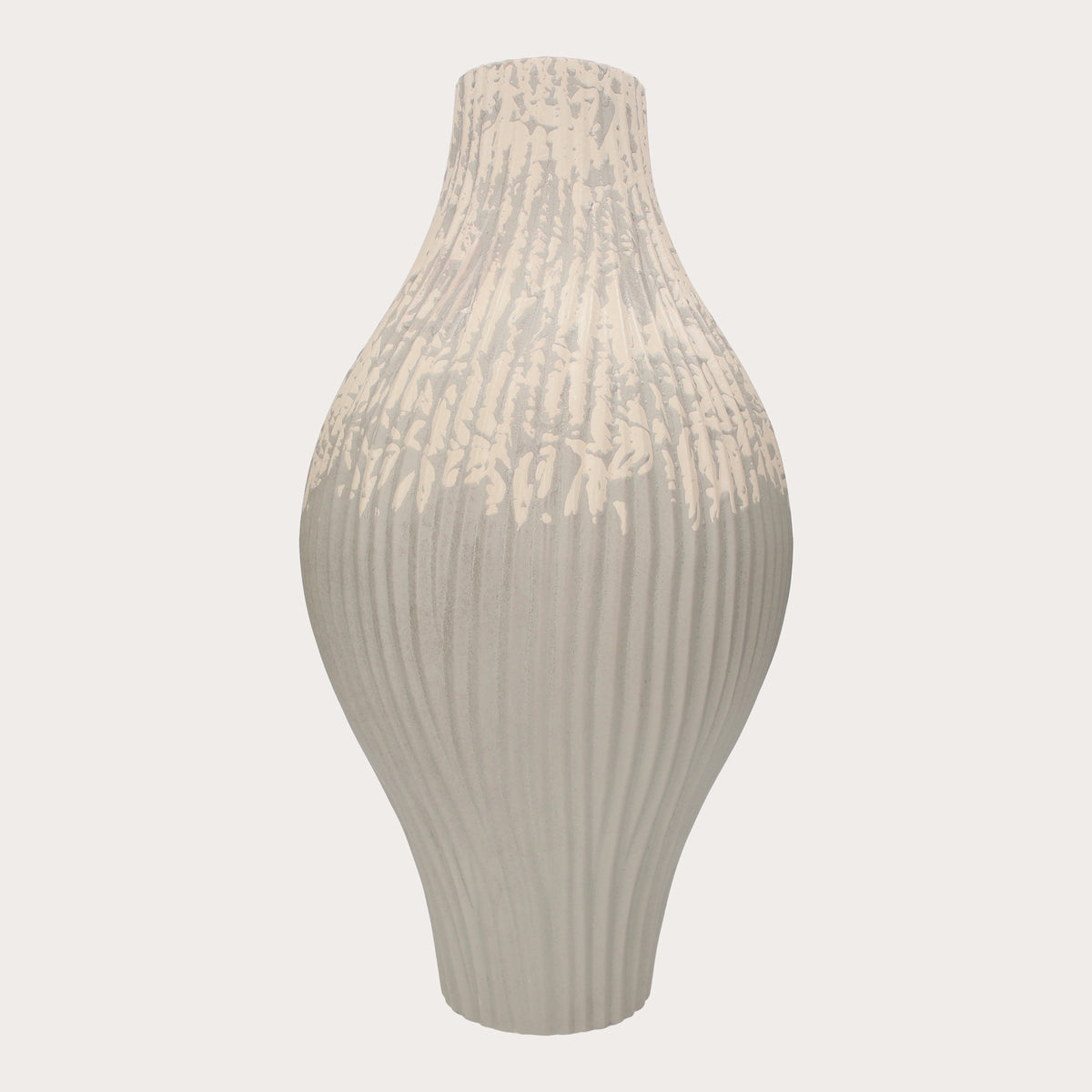 Vase mit Rippen aus grauer Keramik, H. 50 cm