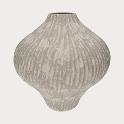 Vaso in ceramica con Coste colore bianco e grigio