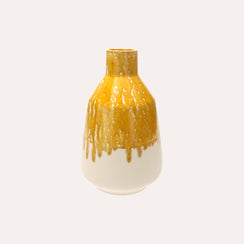 Vaso Anfora in Ceramica Giallo Ocra H. 28 cm
