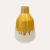 Vaso Anfora Grande in Ceramica Giallo Ocra per Interni