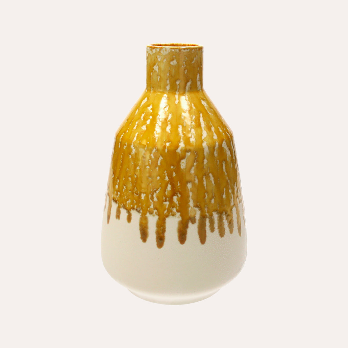 Vaso Anfora Grande in Ceramica Giallo Ocra per Interni