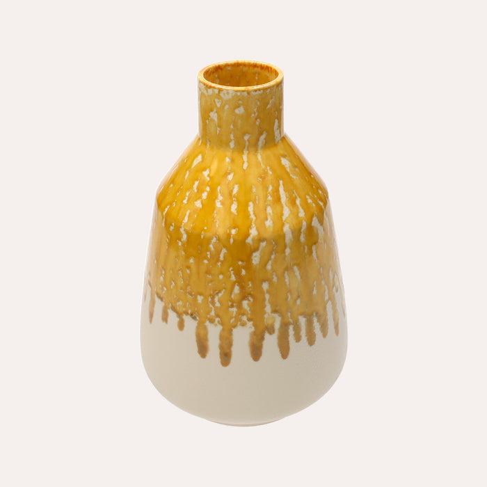 Vaso Anfora Grande in Ceramica Giallo Ocra per Interni