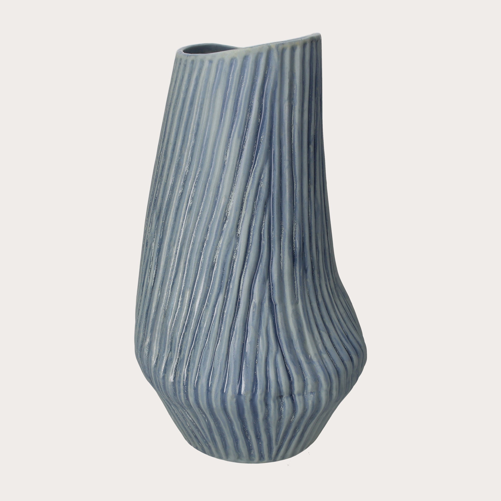Vaso Coste Grande in Ceramica Azzurra