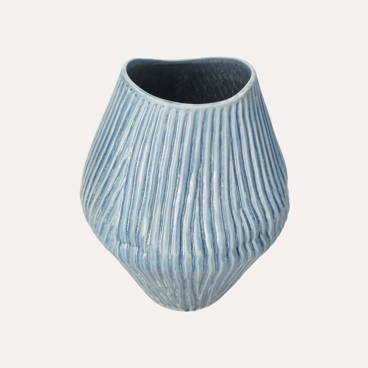Vaso Coste in Ceramica Azzurra, Elegante e Minimal